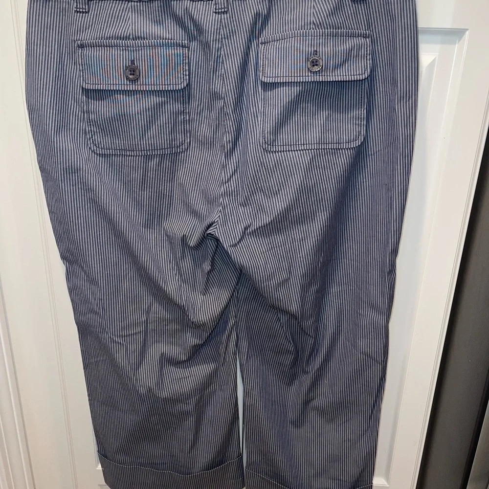 Nautica Womens Capri Pants‎ Gray Blue Stripes Size 10 Stretch NWT